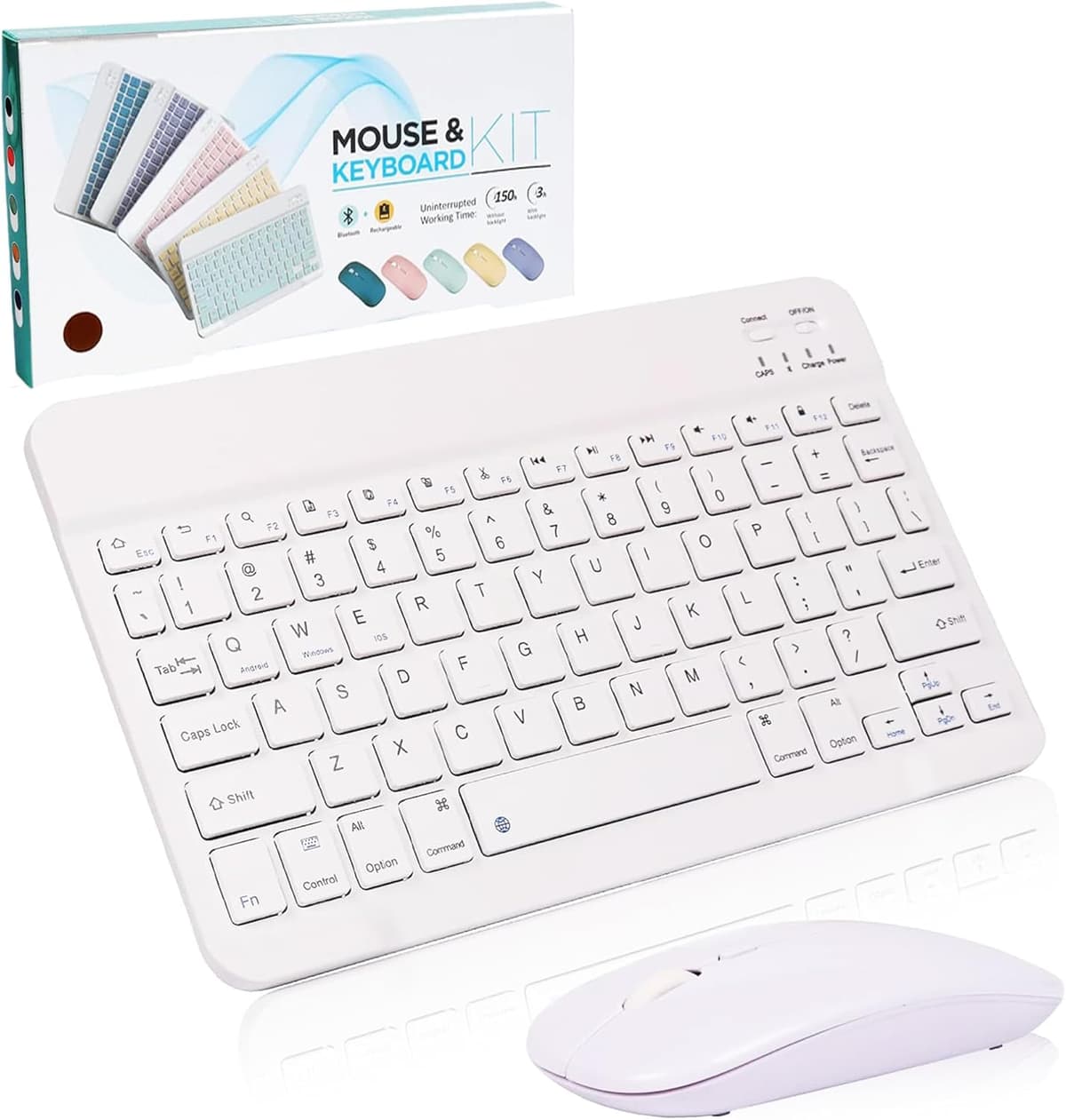 Ultra Slim Rechargeable Wireless Bluetooth Keyboard & Mouse (Portable Mini BT Wireless) for Android Windows PC Tablet