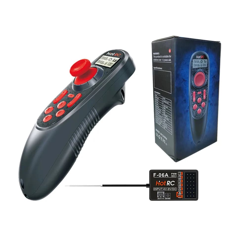 HOTRC DS600 6CH 2.4GHz Remote Controller with F-06A 6 Channel Receiver for RC Fishing Boat